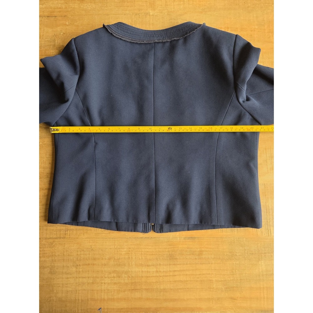 J Crew Womens 14‎ Navy Suiting Blazer Lined Round Neck Pockets Zipper Front - Picture 4 of 5